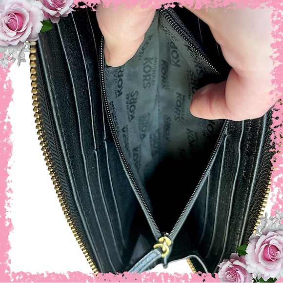 BUNDLE! Michael Kors Black Leather Full Zip Continental Wallet and Small Purse - Picture 15 of 16